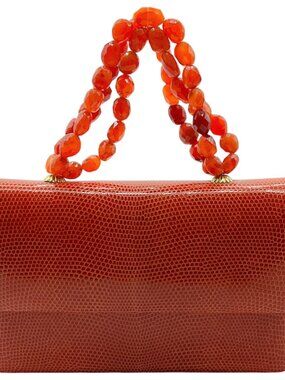 Darby Scott Orange Lizard Necklace Bag
